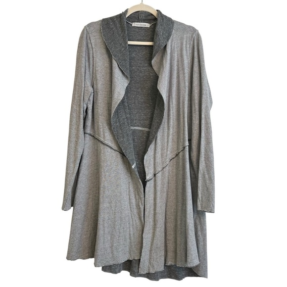 Cut Loose Gray Raw Edge Distressed Longline Lagenlook Cardigan Size Large - Picture 1 of 5